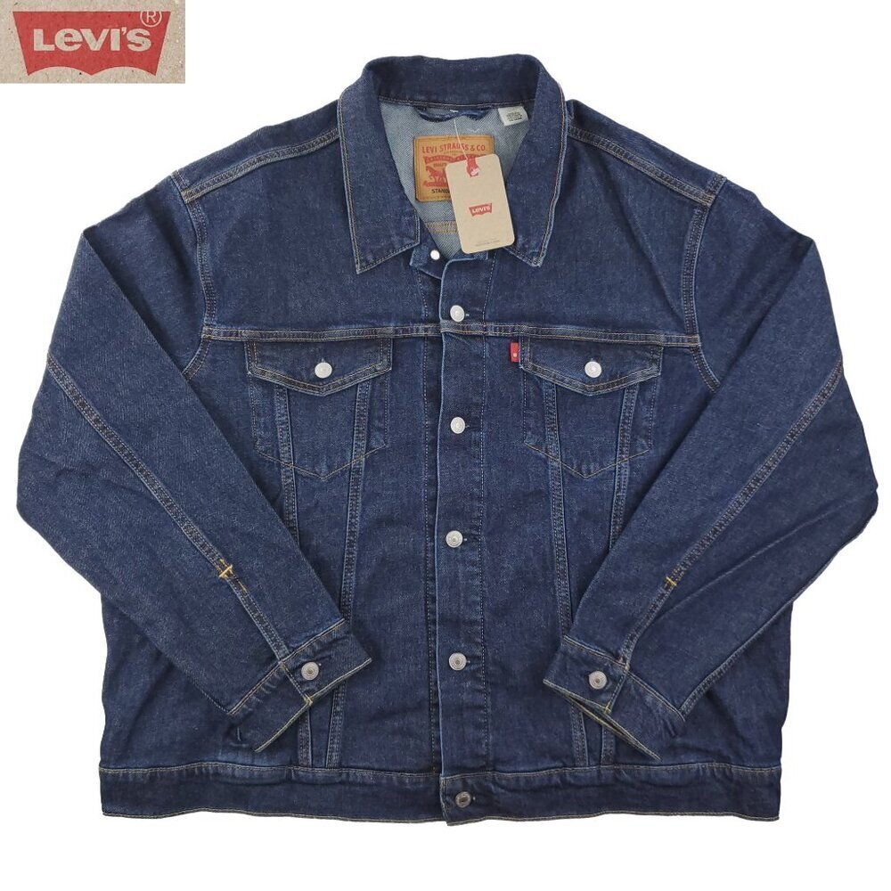 Levi's Jean Jacket Trucker Denim Button Stretch Blank Tab Men's XXL NWT